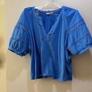 Boden Blue Blouse with Lace Detail